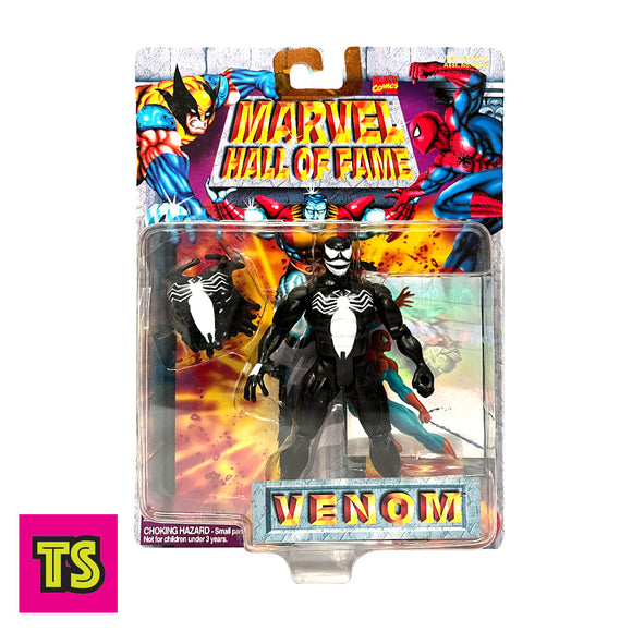 Venom with Fleer Annual 1995 Hologram Spider-Man Chase Card, Marvel Hall of Fame by ToyBiz 1996 | ToySack, buy vintage Marvel toys for sale online at ToySack Philippines