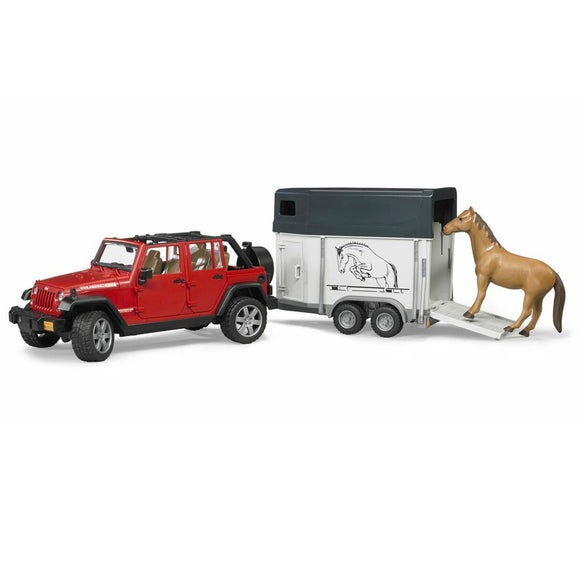 Jeep Wrangler with Horse Trailer & Horse, by Bruder | ToySack, buy kids' toys for sale online at ToySack Philippines