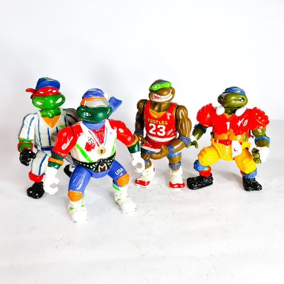 ToySack | Set of 4 Turtles, Sewer Sports All Stars Teenage Mutant Ninja Turtles (TMNT) by Playmates toys 1991, buy vintage TMNT toys for sale online at ToySack Philippines