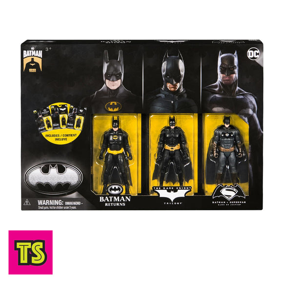 Batman 3-Pack Keaton, Bale, Affleck, 85th Aniversary Batman by Spin Master 2024 | ToySack, buy Batman toys for sale online at ToySack