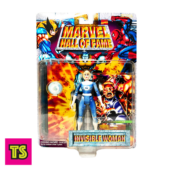 Invisible Woman with Fleer Annual 1995 Thunderstrike Card, Marvel Hall of Fame by ToyBiz 1996 | ToySack, buy vintage Marvel toys for sale online at ToySack Philippines