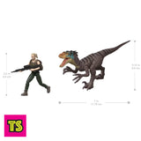 Scale details, Zora Bennet and Velociraptor, Jurassic World Rebirth by Mattel 2025 | ToySack, buy Jurassic Park dinosaur toys and collectibles for sale online at ToySack
