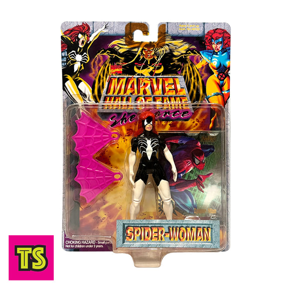 Spider-Woman with Fleer Annual 1995 Duoblast Spider-Man Chase Card, Marvel Hall of Fame by ToyBiz 1996 | ToySack, buy vintage Marvel toys for sale online at ToySack Philippines
