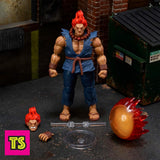 Product Contents, Akuma, Street Fighter II by Jada Toys 2026 | ToySack, Buy the Jada Toys Ultra Street Fighter II: Akuma 1:12 scale action figure at ToySack. Includes alternate head, hands, and Gohadouken fireball effect part in arcade-style packaging. Brand new and sealed. We ship internationally.