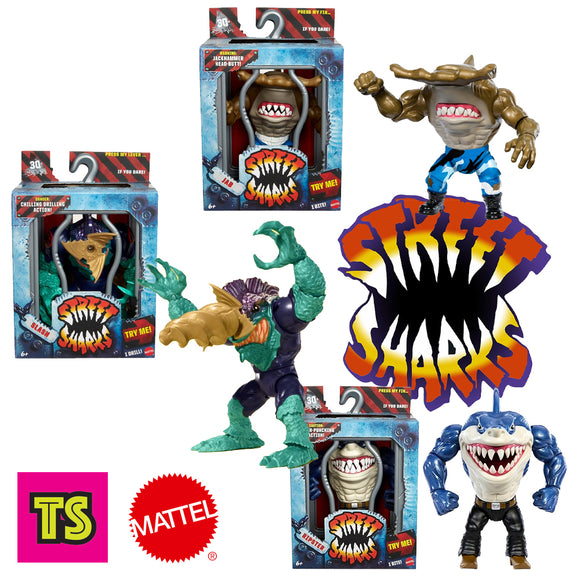 Wave 1 Set: Ripster, Jab, Slash, Retro Street Sharks by Mattel 2024 | ToySack, buy Retro action figures for sale online at ToySack Philippines