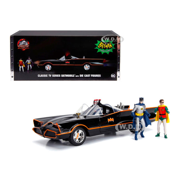Classic TV Series Batman Batmobile, 1:18 Diecast Car with Mini Statues by Jada