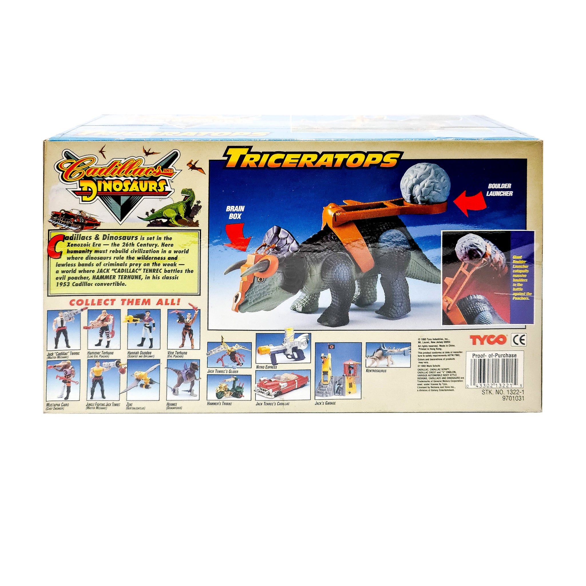 ToySack Triceratops, Vintage Cadillacs Dinosaurs by Tyco 1993