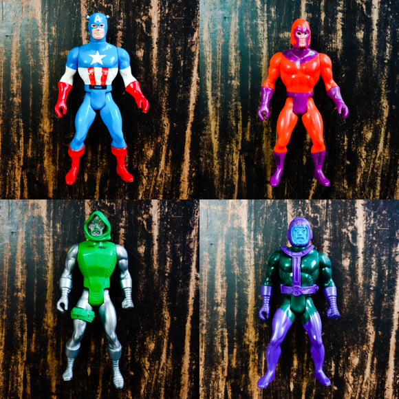 ToySack | Set of 4 Secret Wars, Captain America, Magneto, Dr. Doom, & Kang by Mattel, 1984, buy the Secret Wars toys for sale online