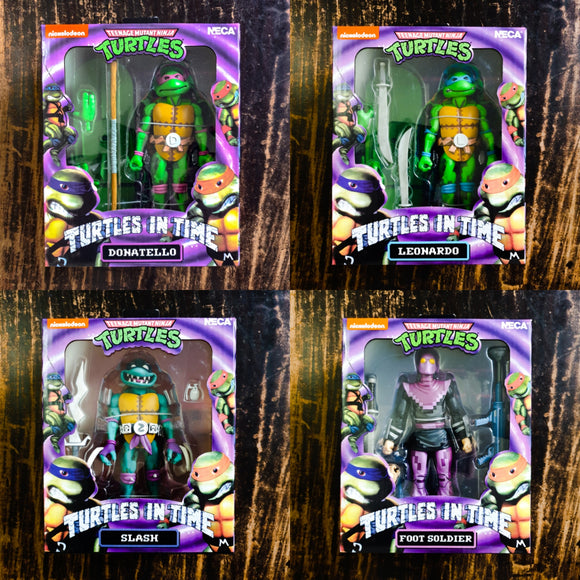 ToySack | Neca Teenage Mutant Ninja Turtles - Turtles in Time Wave 1: Leonardo, Donatello, Footsoldier, & Slash, buy TMNT toys for sale online at ToySack Philippines