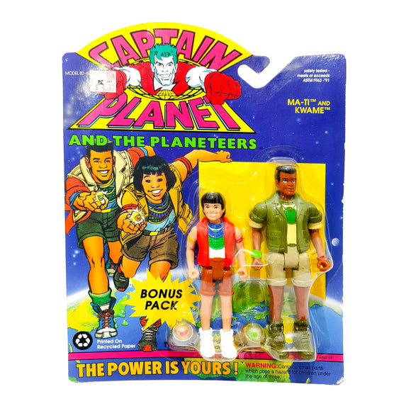 ToySack | Vintage Ma-Ti & Kwame 2-Pack, Captain Planet and the Planeteers by Tiger Toys 1991, buy vintage Captain Planet toys for sale online at ToySack Philippines