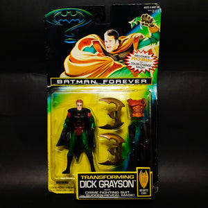 Transforming Dick Grayson (Robin), Batman Forever by kenner 1995 (With Tear on Card), buy the toy online