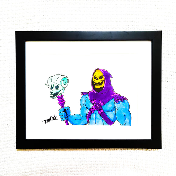 ToySack | Skeletor by Tom Cook (Original Filmation MOTU Animator), Signed Hand-Drawn on Frame 2020, buy art pieces for sale online at ToySack Philippines