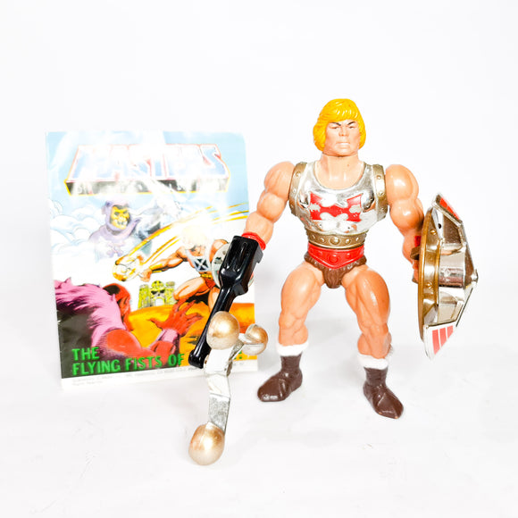 ToySack | Flying Fists He-Man Complete (Near Mint) with Comic, MOTU Masters of the Universe by Mattel, 1986, buy vintage toys for sale online at ToySack Philippines