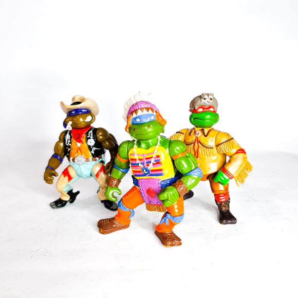 ToySack | Set of Three Turtles, Wacky Wild West Teenage Mutant Ninja Turtles (TMNT) by Playmates toys 1993, buy vintage TMNT toys for sale online at ToySack Philippines